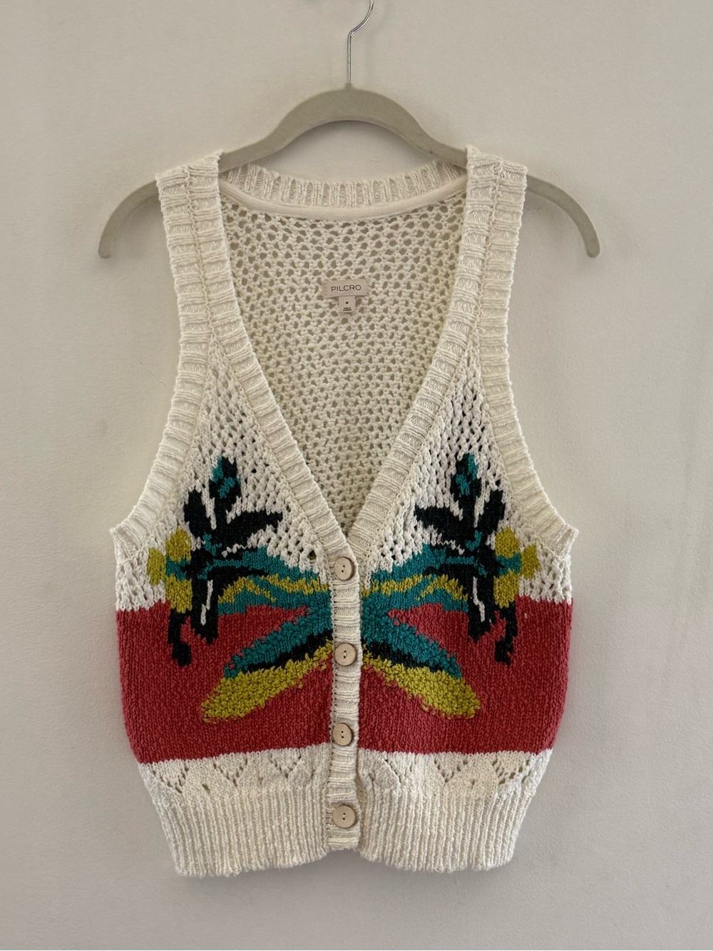 Anthropologie Pilcro V-Neck Open-Knit Sweater Vest NWT - Picture 4 of 8